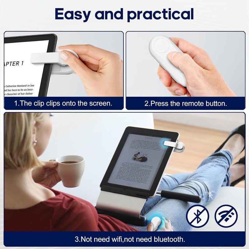 DATAFY Remote Control Page Turner for Kindle Paperwhite Oasis Kobo eReaders, Camera Camcorder Remote Controls, Page Turner Clicker for ipad Tablets Reading Novels with Wrist Strap Storage Bag - Image 3